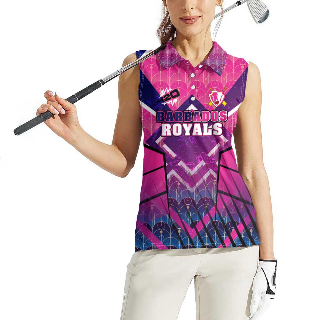 Personalised Barbados Cricket Royals Women Sleeveless Polo Shirt Crowned in Rhythm Style