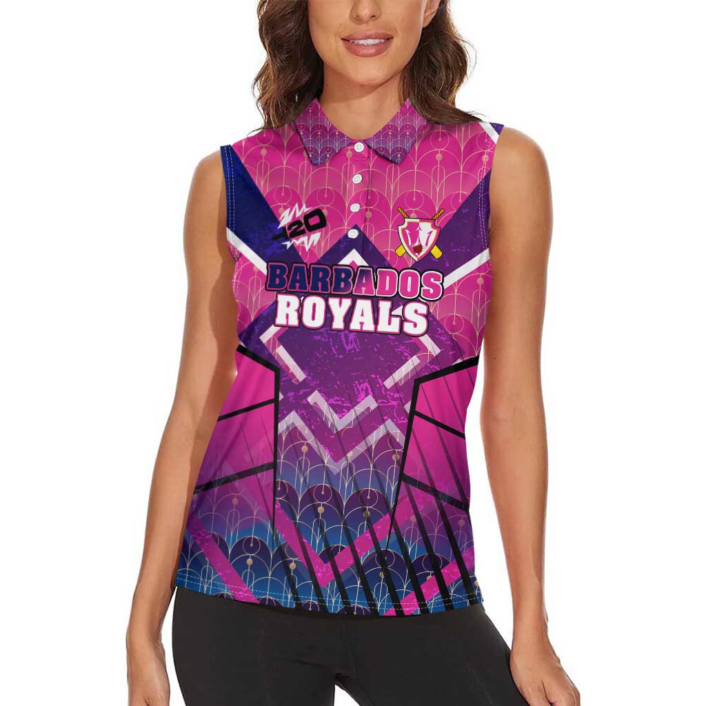 Personalised Barbados Cricket Royals Women Sleeveless Polo Shirt Crowned in Rhythm Style
