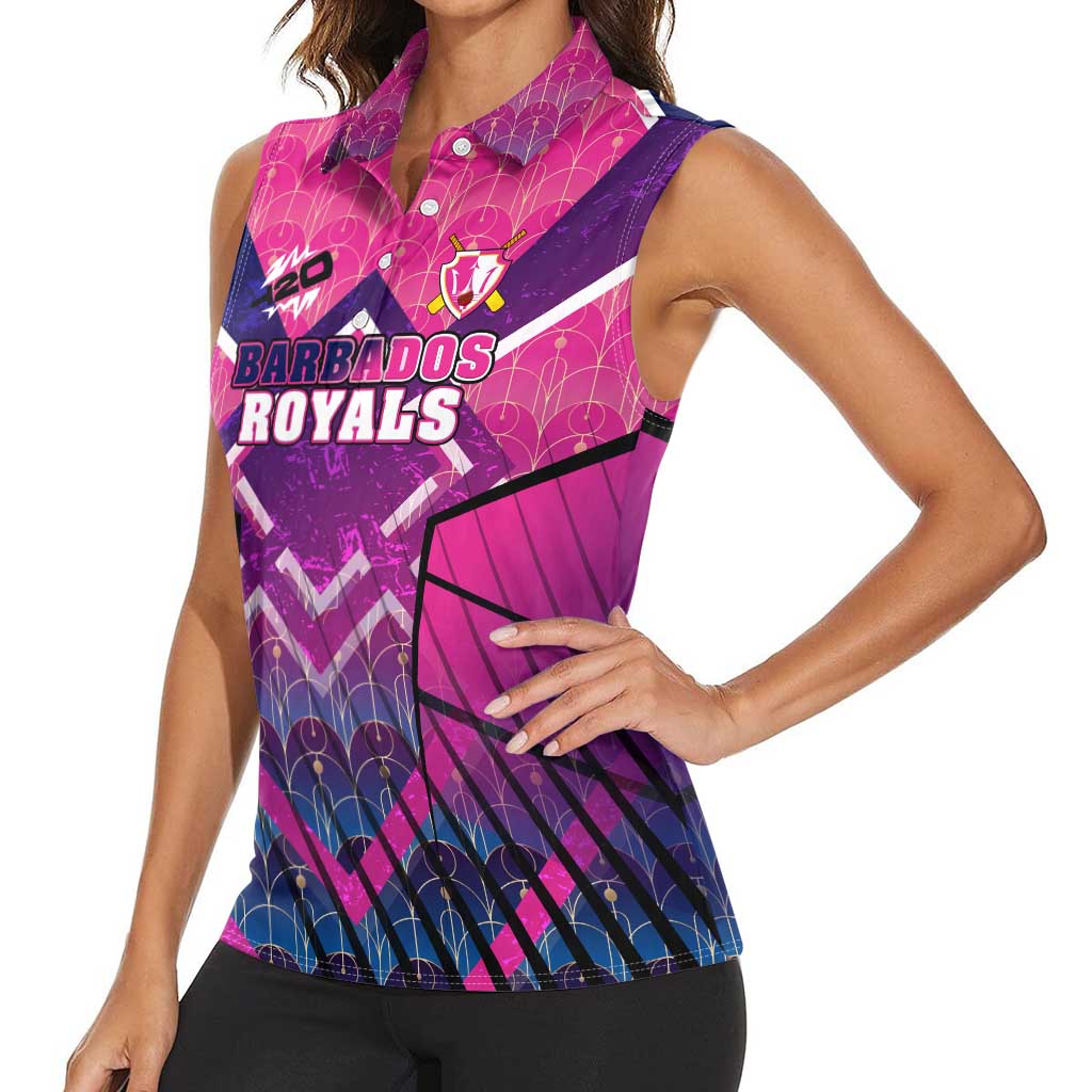 Personalised Barbados Cricket Royals Women Sleeveless Polo Shirt Crowned in Rhythm Style