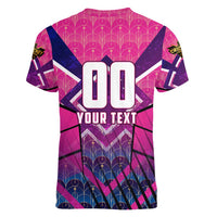 Personalised Barbados Cricket Royals Women V-Neck T-Shirt Crowned in Rhythm Style