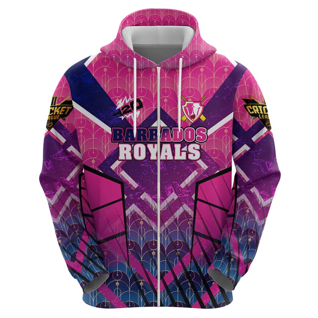 Personalised Barbados Cricket Royals Zip Hoodie Crowned in Rhythm Style