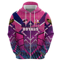 Personalised Barbados Cricket Royals Zip Hoodie Crowned in Rhythm Style
