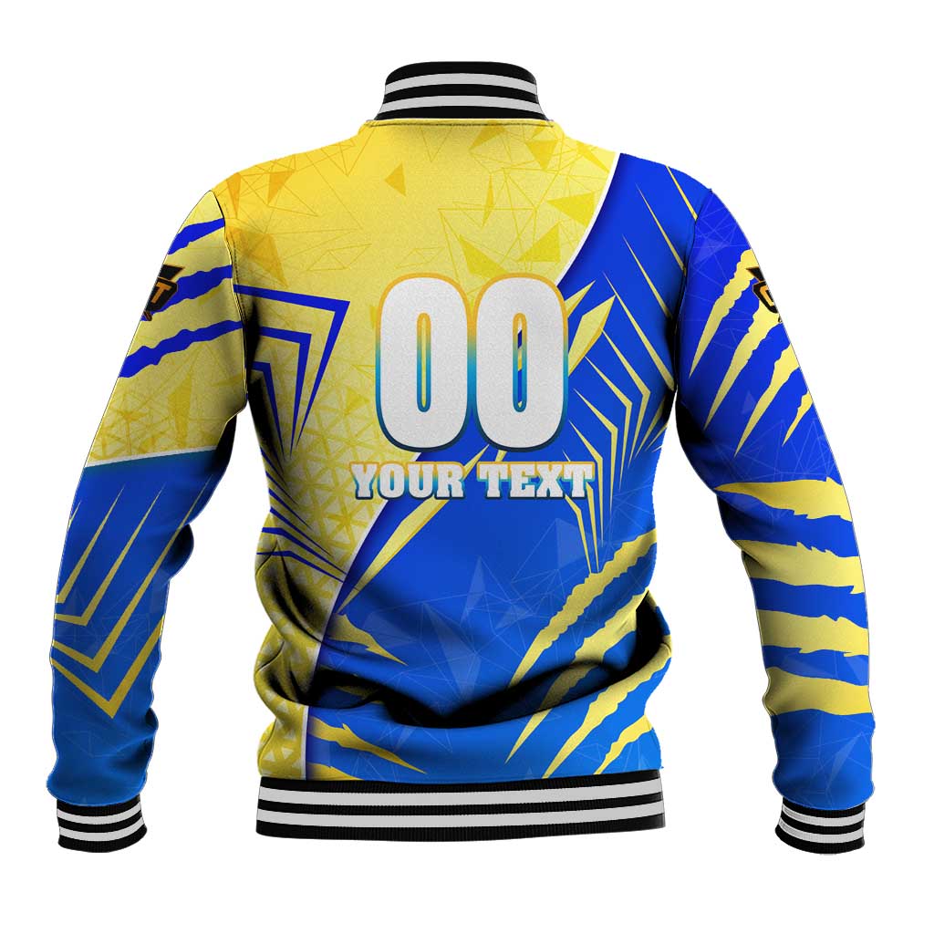 Personalised Saint Lucia Cricket Kings Baseball Jacket Abstract Energy Style