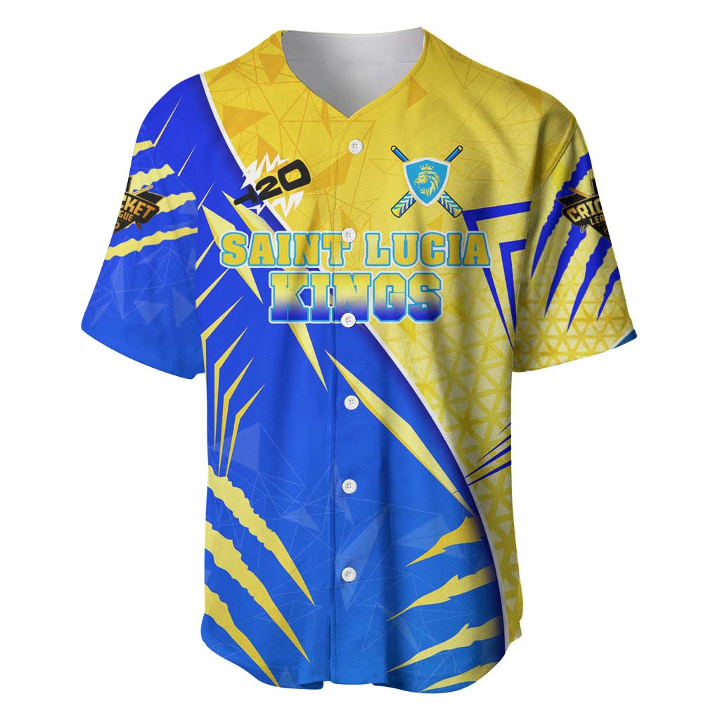 Personalised Saint Lucia Cricket Kings Baseball Jersey Abstract Energy Style