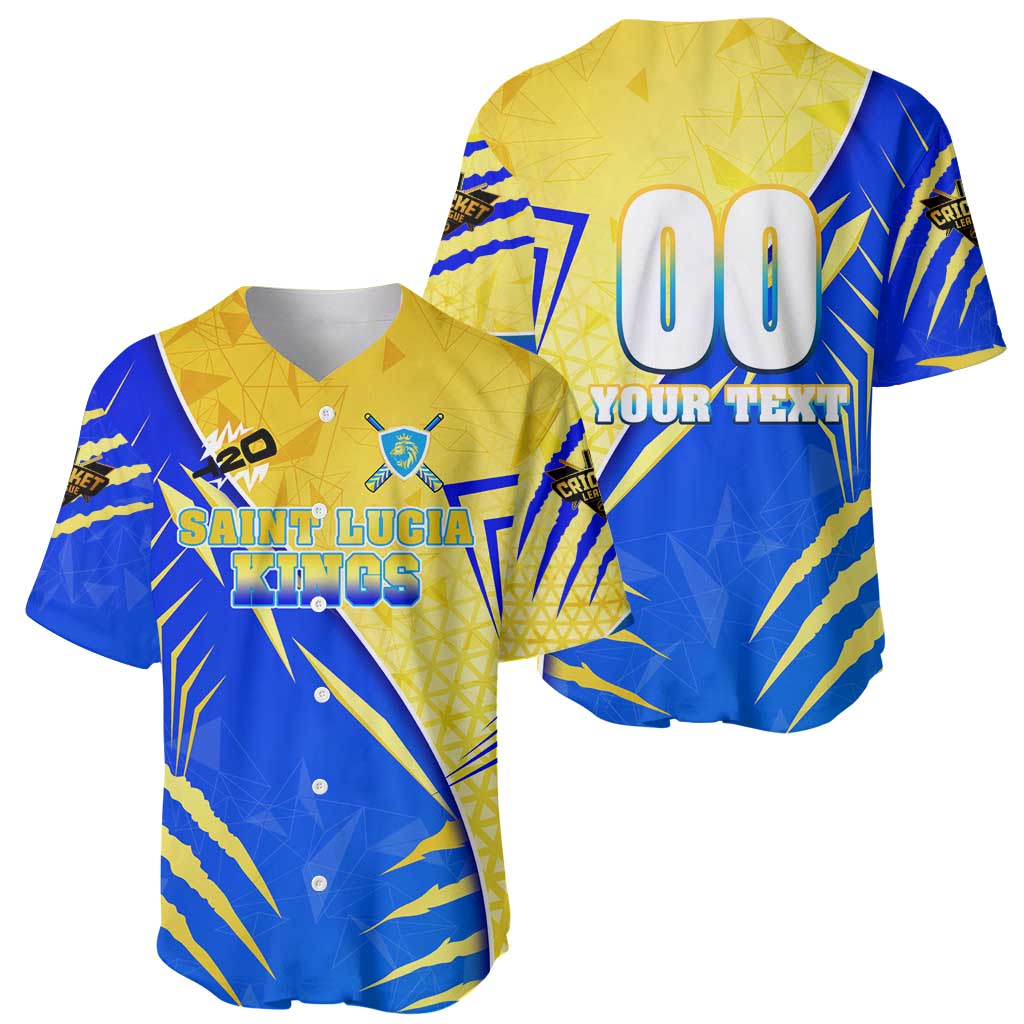 Personalised Saint Lucia Cricket Kings Baseball Jersey Abstract Energy Style
