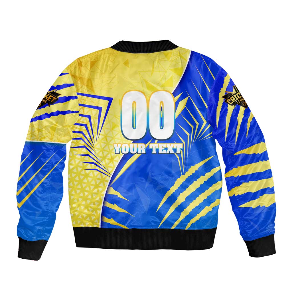 Personalised Saint Lucia Cricket Kings Bomber Jacket Abstract Energy Style
