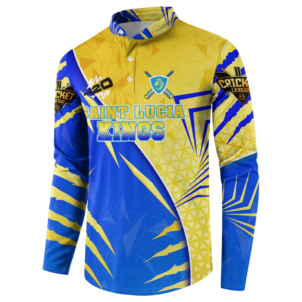 Personalised Saint Lucia Cricket Kings Button Sweatshirt Abstract Energy Style