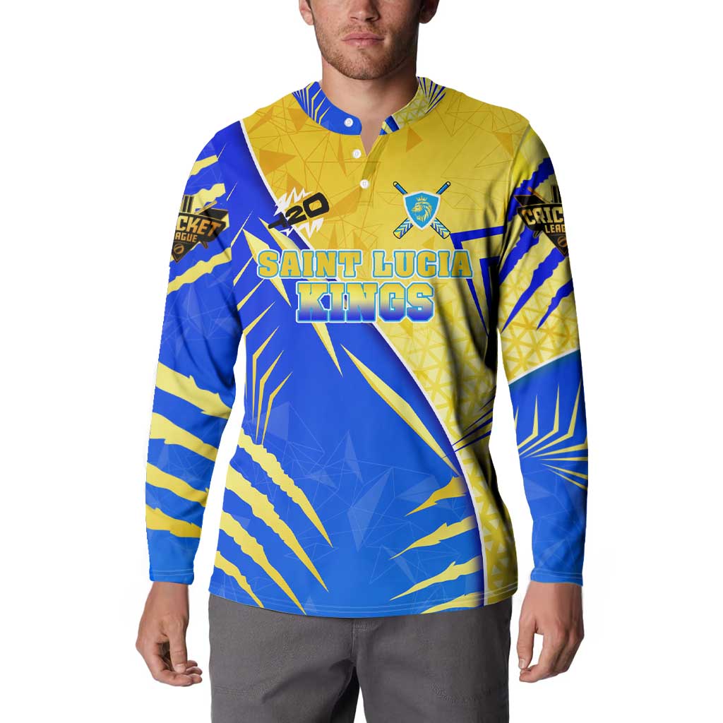 Personalised Saint Lucia Cricket Kings Button Sweatshirt Abstract Energy Style