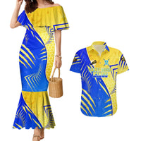 Personalised Saint Lucia Cricket Kings Couples Matching Mermaid Dress and Hawaiian Shirt Abstract Energy Style