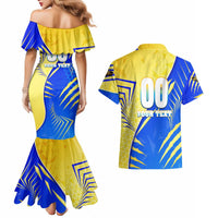 Personalised Saint Lucia Cricket Kings Couples Matching Mermaid Dress and Hawaiian Shirt Abstract Energy Style