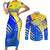 Personalised Saint Lucia Cricket Kings Couples Matching Short Sleeve Bodycon Dress and Long Sleeve Button Shirt Abstract Energy Style