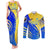 Personalised Saint Lucia Cricket Kings Couples Matching Tank Maxi Dress and Long Sleeve Button Shirt Abstract Energy Style