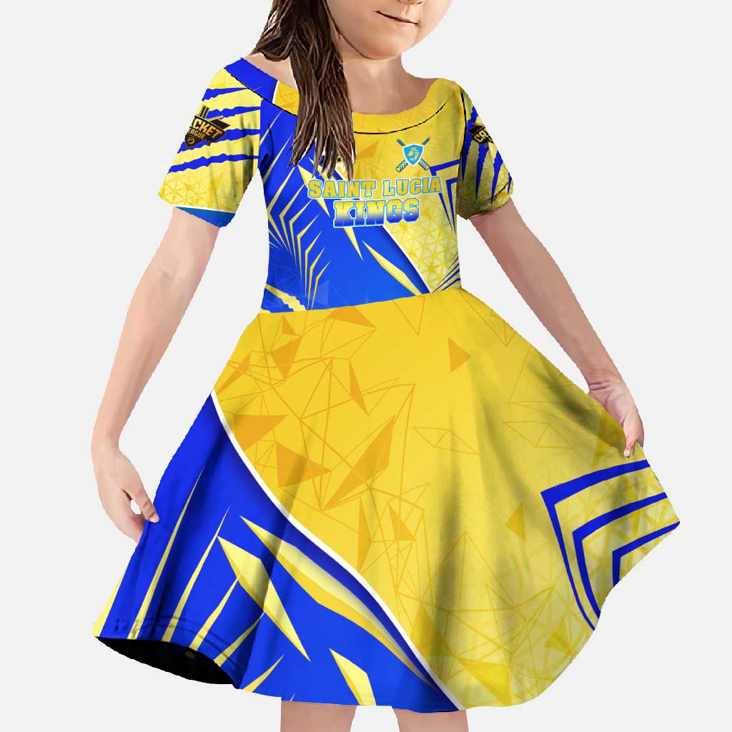 Personalised Saint Lucia Cricket Kings Family Matching Off Shoulder Maxi Dress and Hawaiian Shirt Abstract Energy Style