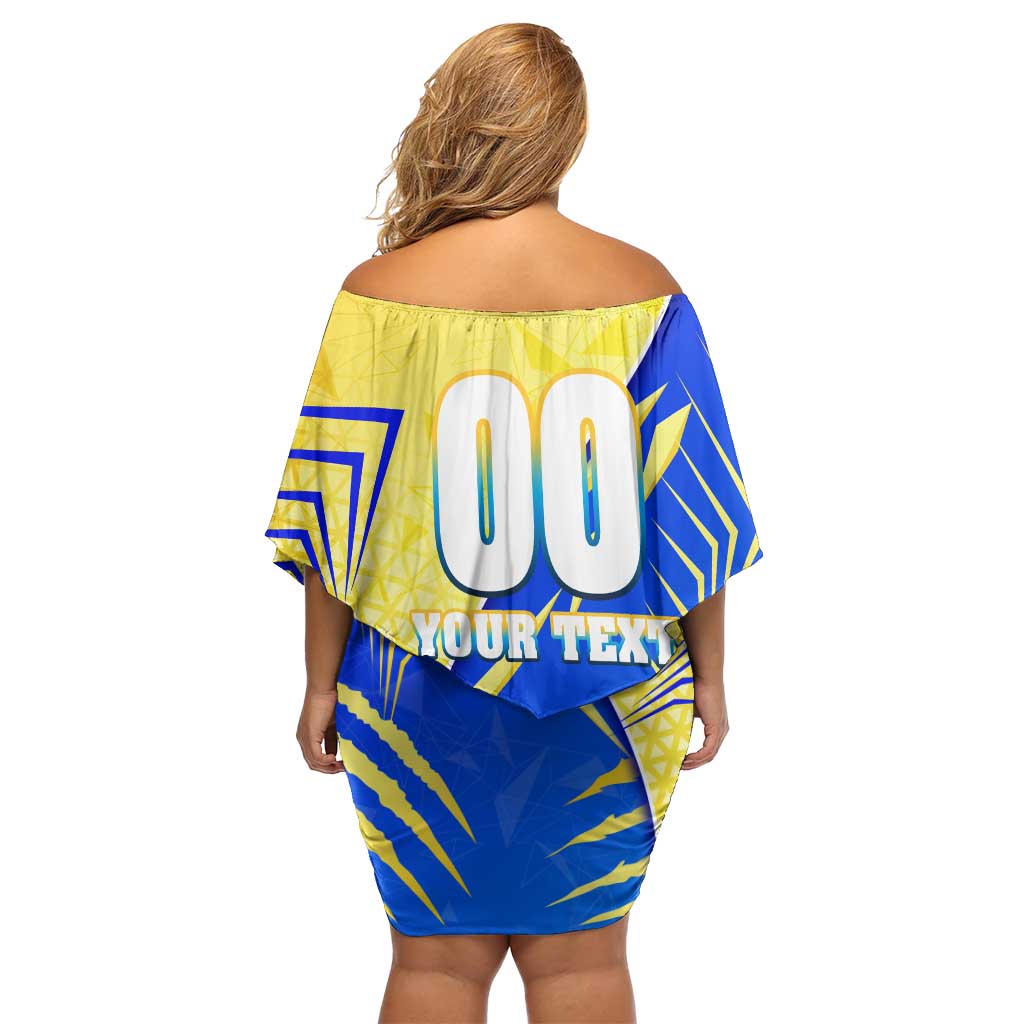 Personalised Saint Lucia Cricket Kings Family Matching Off Shoulder Short Dress and Hawaiian Shirt Abstract Energy Style