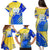 Personalised Saint Lucia Cricket Kings Family Matching Puletasi and Hawaiian Shirt Abstract Energy Style