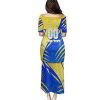 Personalised Saint Lucia Cricket Kings Family Matching Puletasi and Hawaiian Shirt Abstract Energy Style