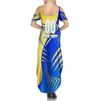 Personalised Saint Lucia Cricket Kings Family Matching Summer Maxi Dress and Hawaiian Shirt Abstract Energy Style