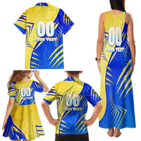 Personalised Saint Lucia Cricket Kings Family Matching Tank Maxi Dress and Hawaiian Shirt Abstract Energy Style