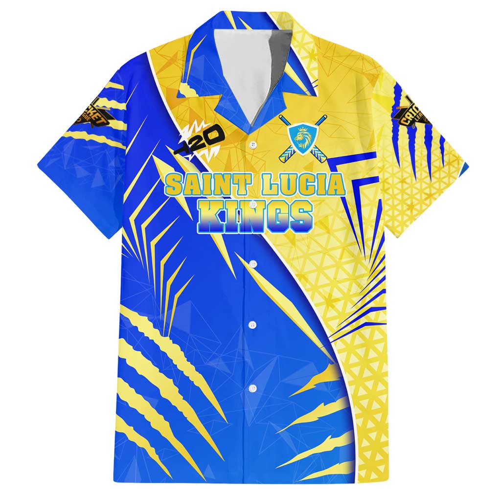Personalised Saint Lucia Cricket Kings Hawaiian Shirt Abstract Energy Style
