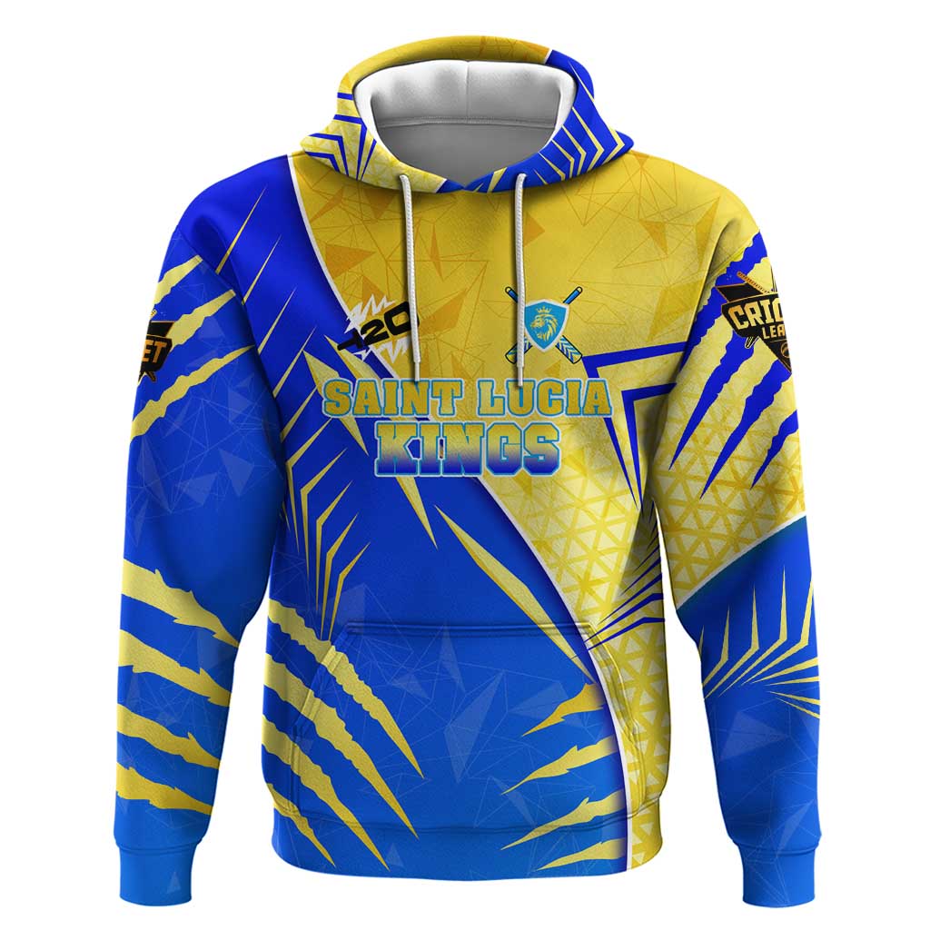Personalised Saint Lucia Cricket Kings Hoodie Abstract Energy Style