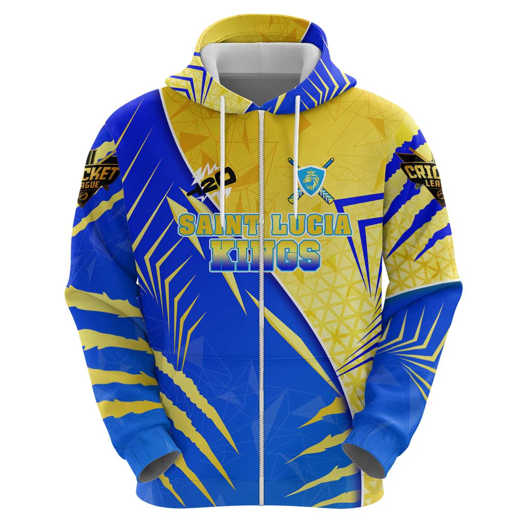 Personalised Saint Lucia Cricket Kings Hoodie Abstract Energy Style