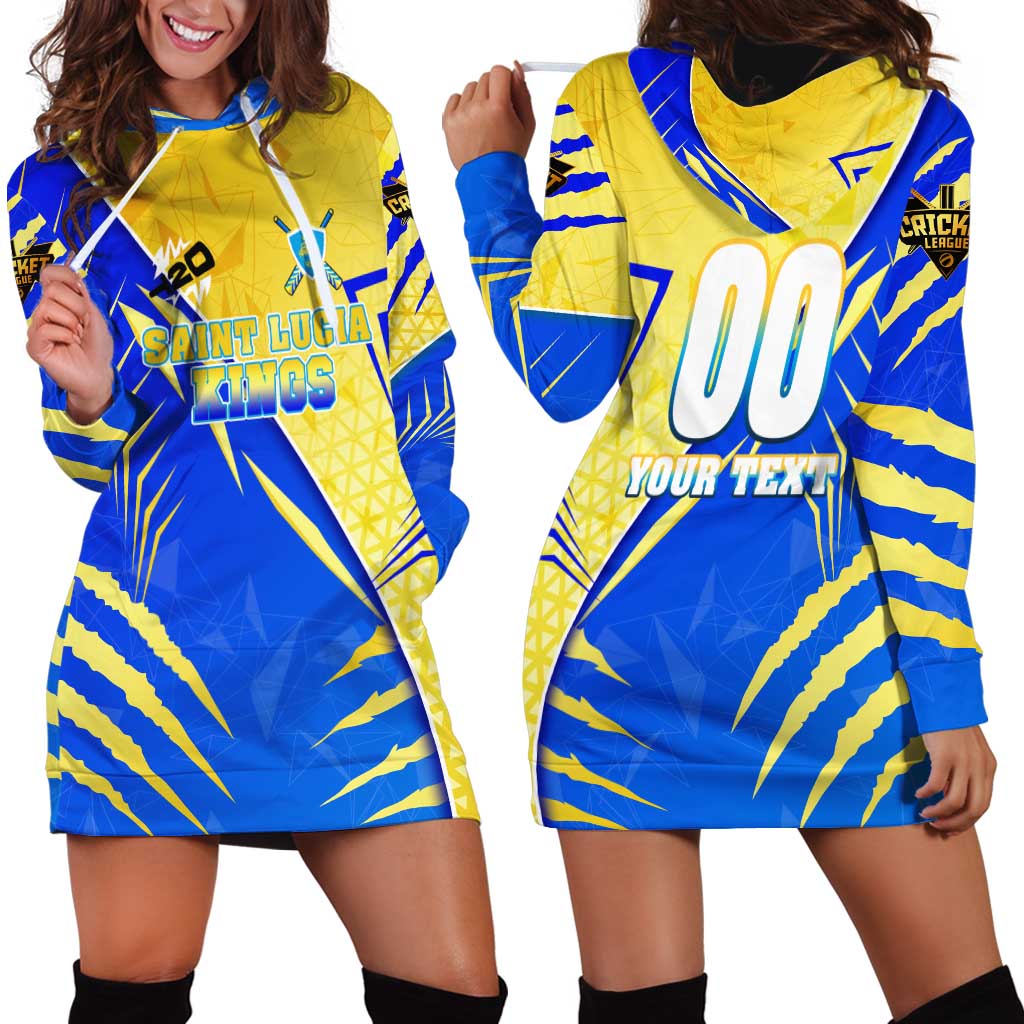 Personalised Saint Lucia Cricket Kings Hoodie Dress Abstract Energy Style