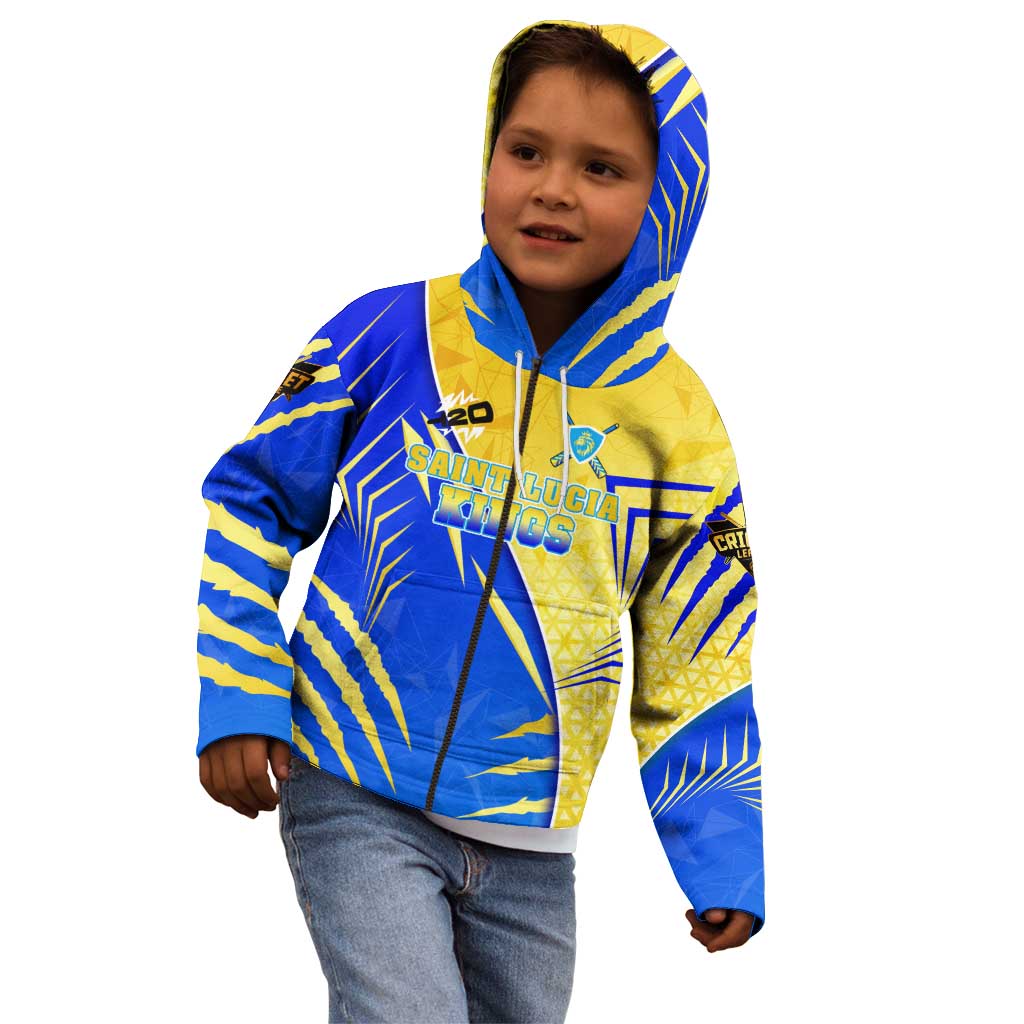 Personalised Saint Lucia Cricket Kings Kid Hoodie Abstract Energy Style