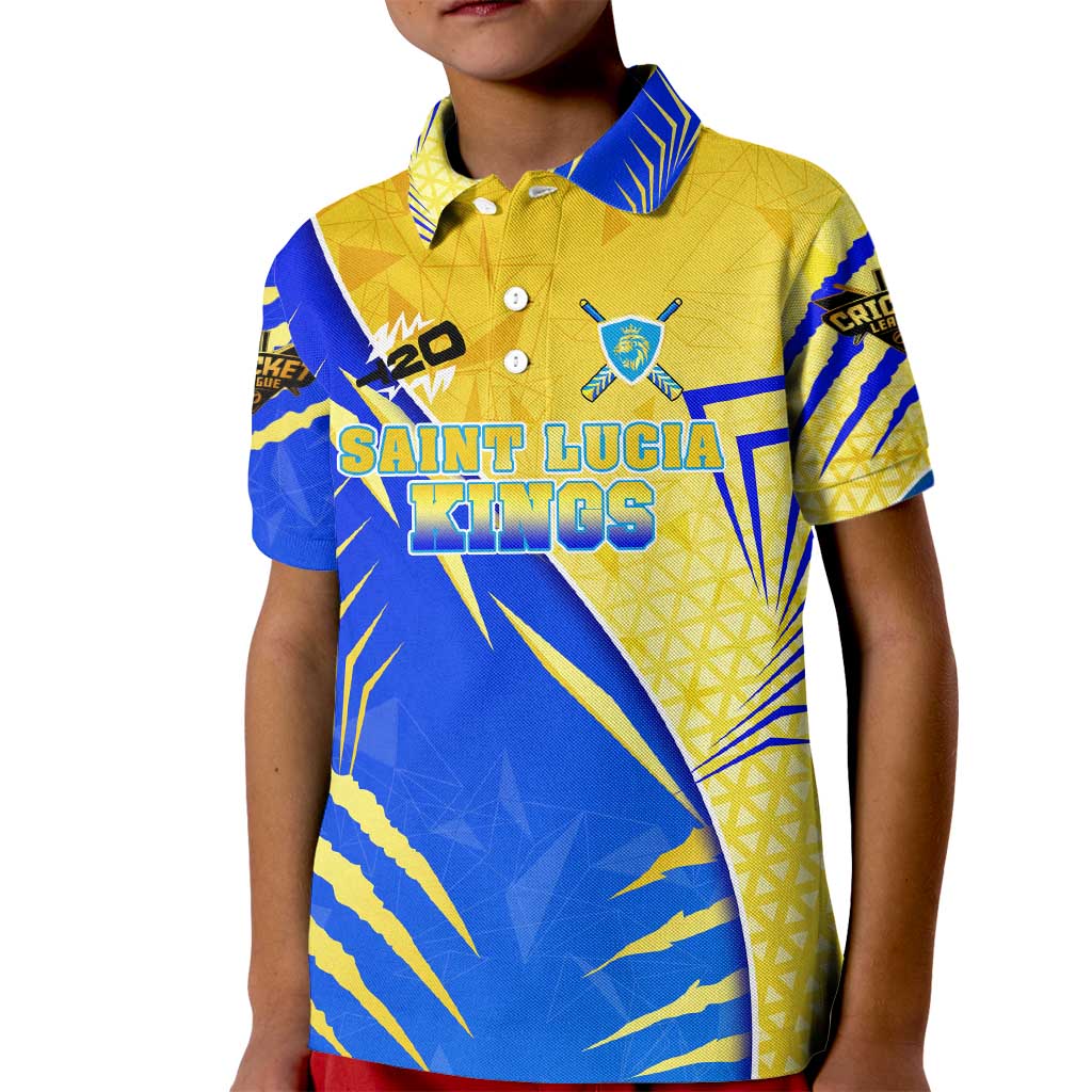 Personalised Saint Lucia Cricket Kings Kid Polo Shirt Abstract Energy Style