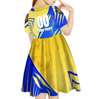 Personalised Saint Lucia Cricket Kings Kid Short Sleeve Dress Abstract Energy Style