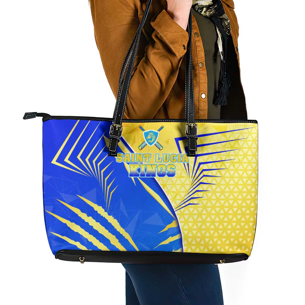 Saint Lucia Cricket Kings Leather Tote Bag Abstract Energy Style