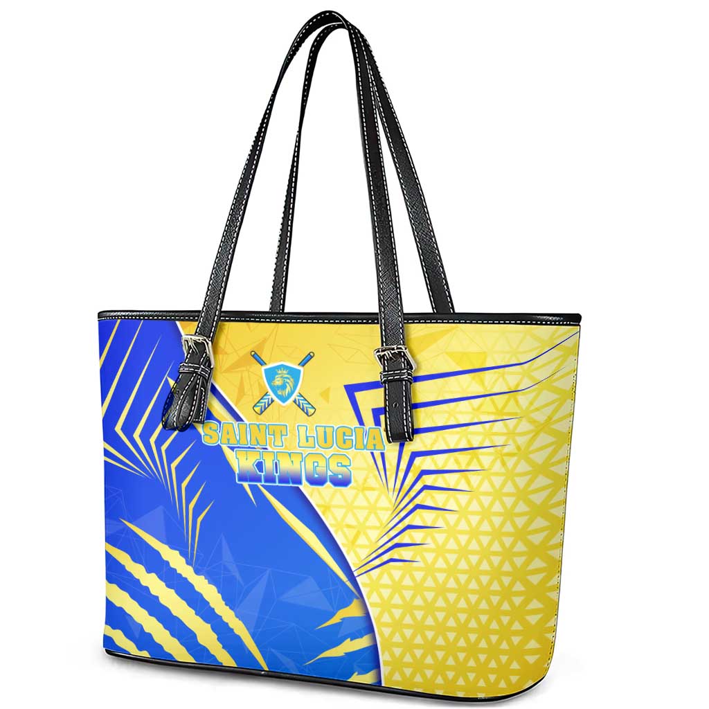Saint Lucia Cricket Kings Leather Tote Bag Abstract Energy Style