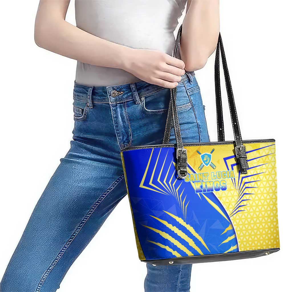Saint Lucia Cricket Kings Leather Tote Bag Abstract Energy Style
