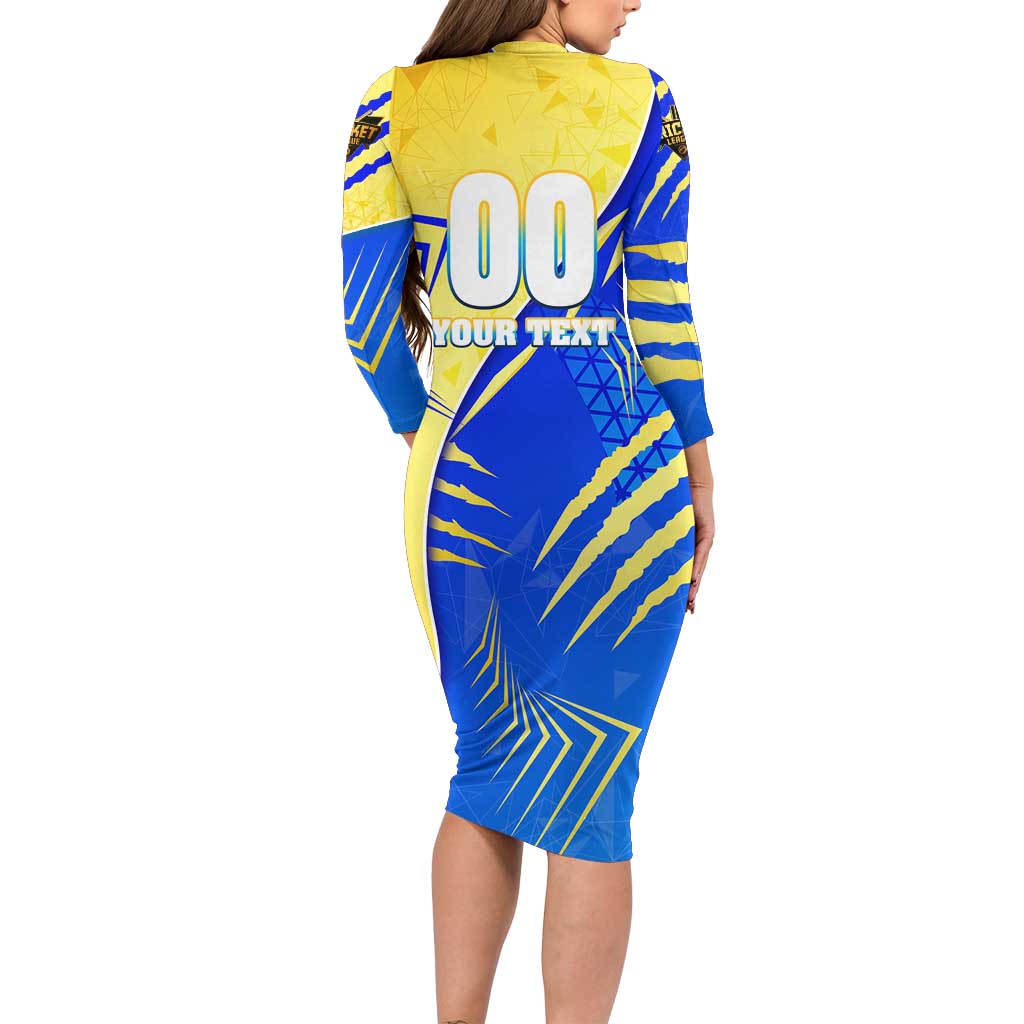Personalised Saint Lucia Cricket Kings Long Sleeve Bodycon Dress Abstract Energy Style