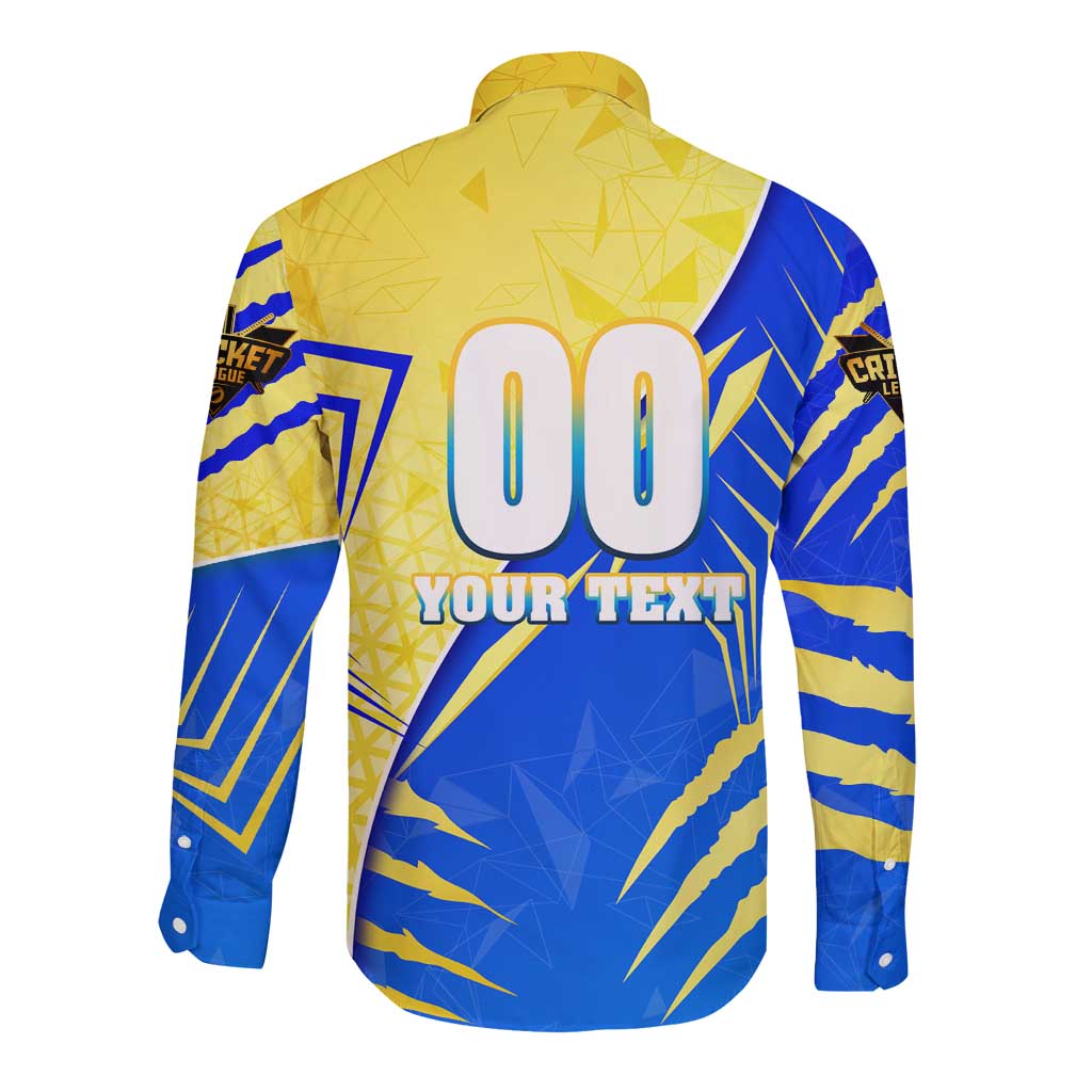 Personalised Saint Lucia Cricket Kings Long Sleeve Button Shirt Abstract Energy Style