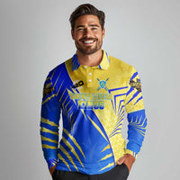 Personalised Saint Lucia Cricket Kings Long Sleeve Polo Shirt Abstract Energy Style