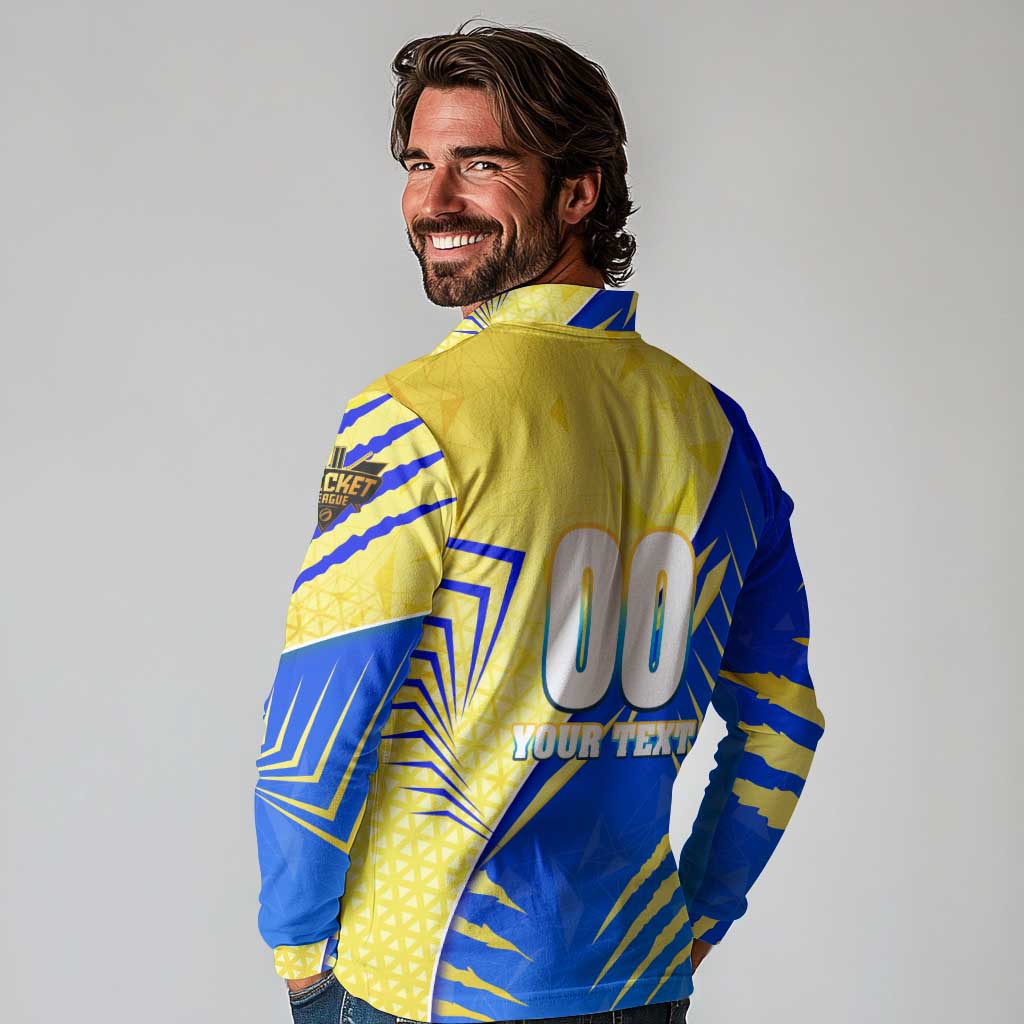 Personalised Saint Lucia Cricket Kings Long Sleeve Polo Shirt Abstract Energy Style