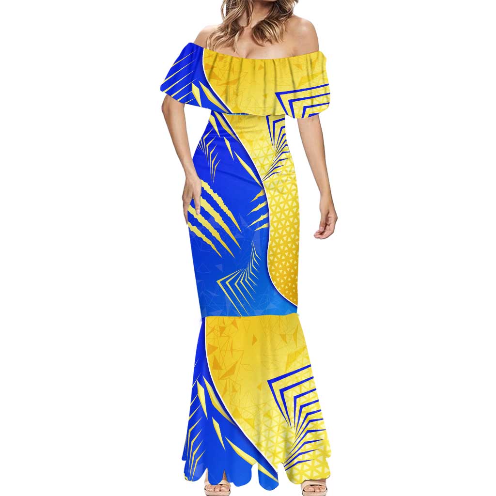 Personalised Saint Lucia Cricket Kings Mermaid Dress Abstract Energy Style