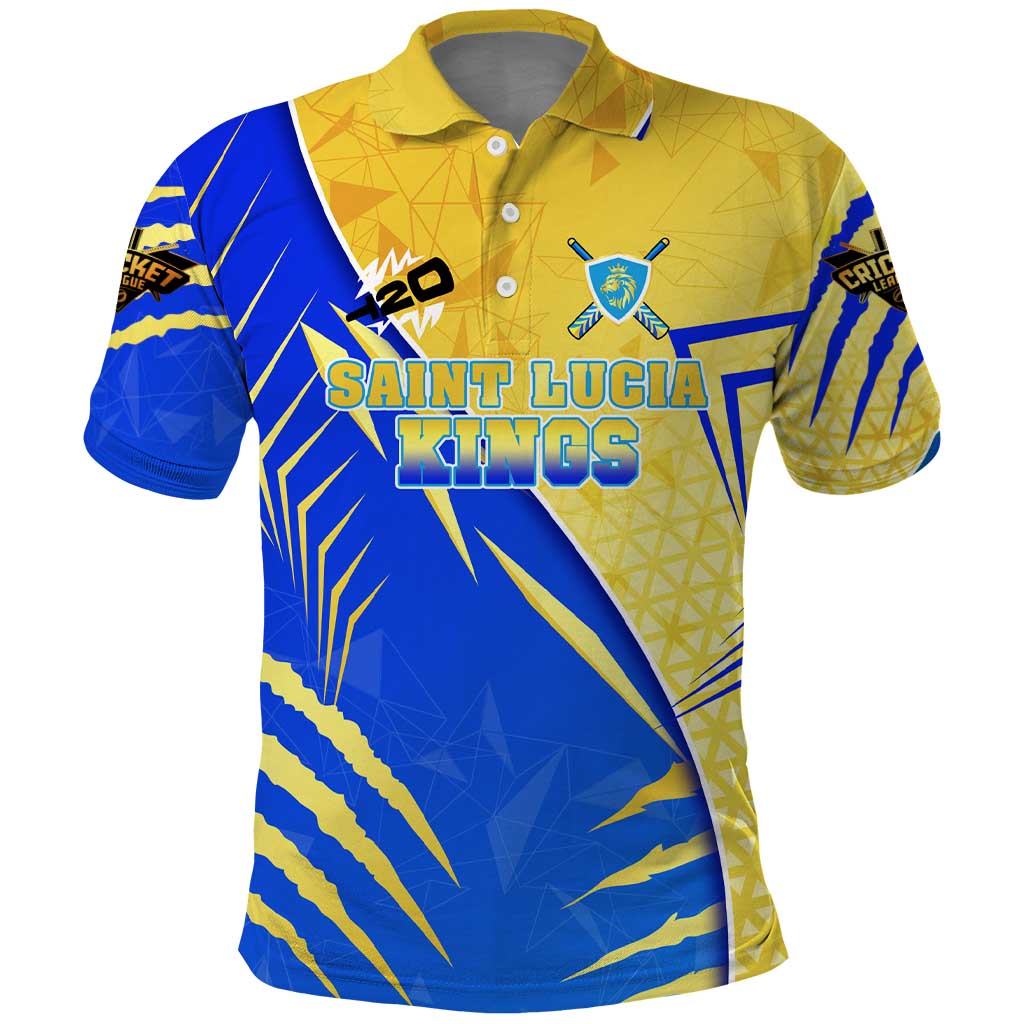 Personalised Saint Lucia Cricket Kings Polo Shirt Abstract Energy Style