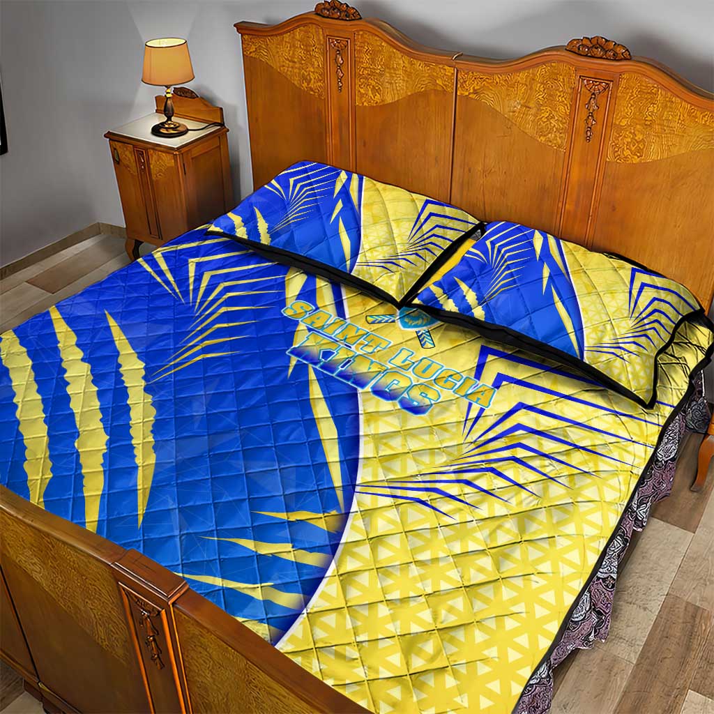 Saint Lucia Cricket Kings Quilt Bed Set Abstract Energy Style