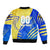 Personalised Saint Lucia Cricket Kings Sleeve Zip Bomber Jacket Abstract Energy Style