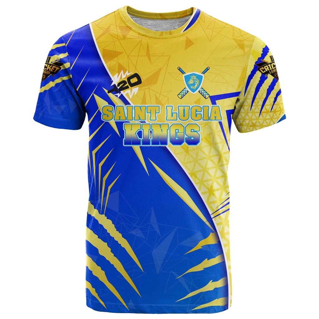 Personalised Saint Lucia Cricket Kings T Shirt Abstract Energy Style