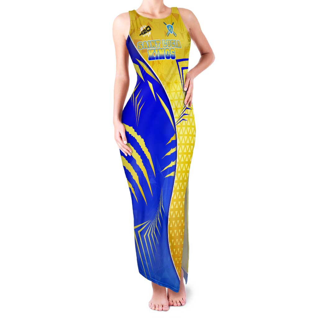 Personalised Saint Lucia Cricket Kings Tank Maxi Dress Abstract Energy Style