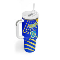 Saint Lucia Cricket Kings Tumbler With Handle Abstract Energy Style