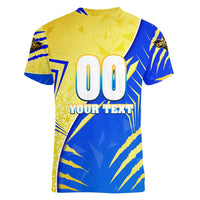 Personalised Saint Lucia Cricket Kings Women V-Neck T-Shirt Abstract Energy Style