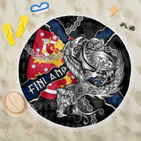 Finland Vikings Beach Blanket Nordic Lion Bound in Runes and Chains