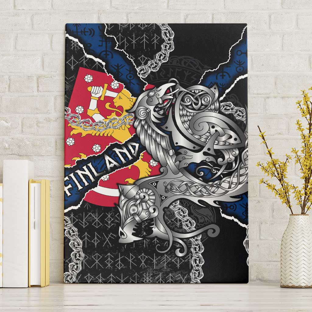 Finland Vikings Canvas Wall Art Nordic Lion Bound in Runes and Chains