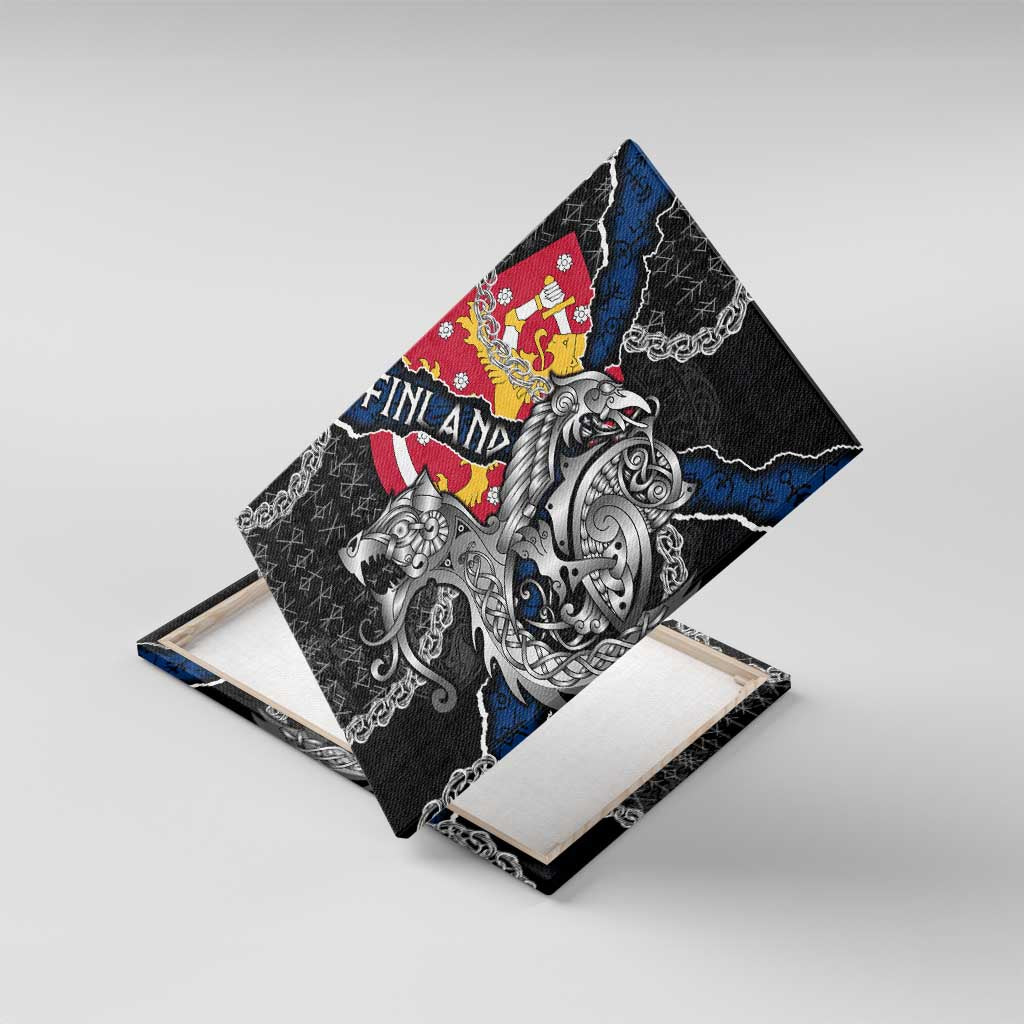 Finland Vikings Canvas Wall Art Nordic Lion Bound in Runes and Chains