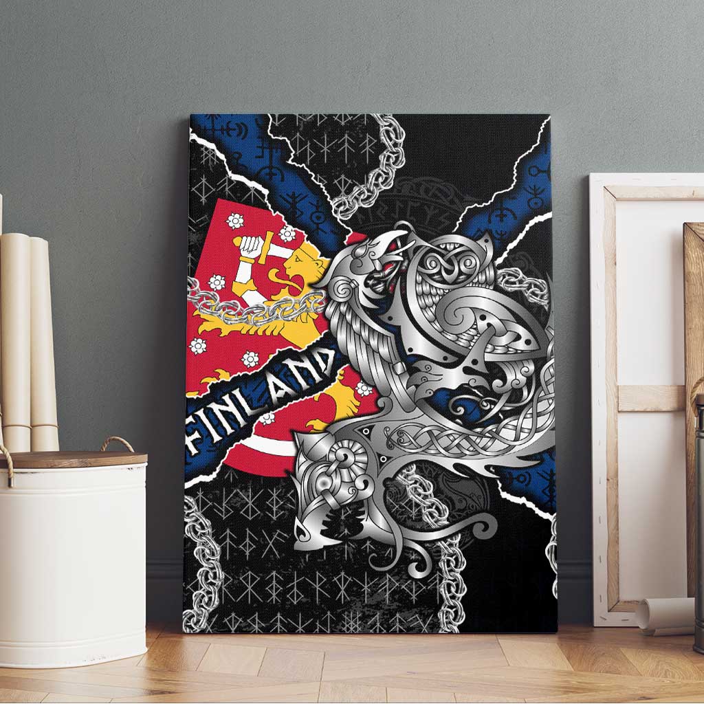 Finland Vikings Canvas Wall Art Nordic Lion Bound in Runes and Chains