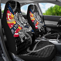 Finland Vikings Car Seat Cover Nordic Lion Bound in Runes and Chains