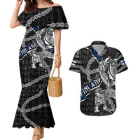 Personalized Finland Vikings Couples Matching Mermaid Dress and Hawaiian Shirt Nordic Lion Bound in Runes and Chains